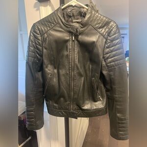 Badgley Mischka Black Leather Moto Jacket